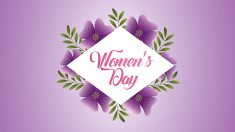 happy womens day card with purple flowers