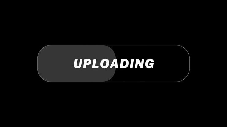 UPLOADING Progress Loading Bar from 0% to 100% on Black Background.