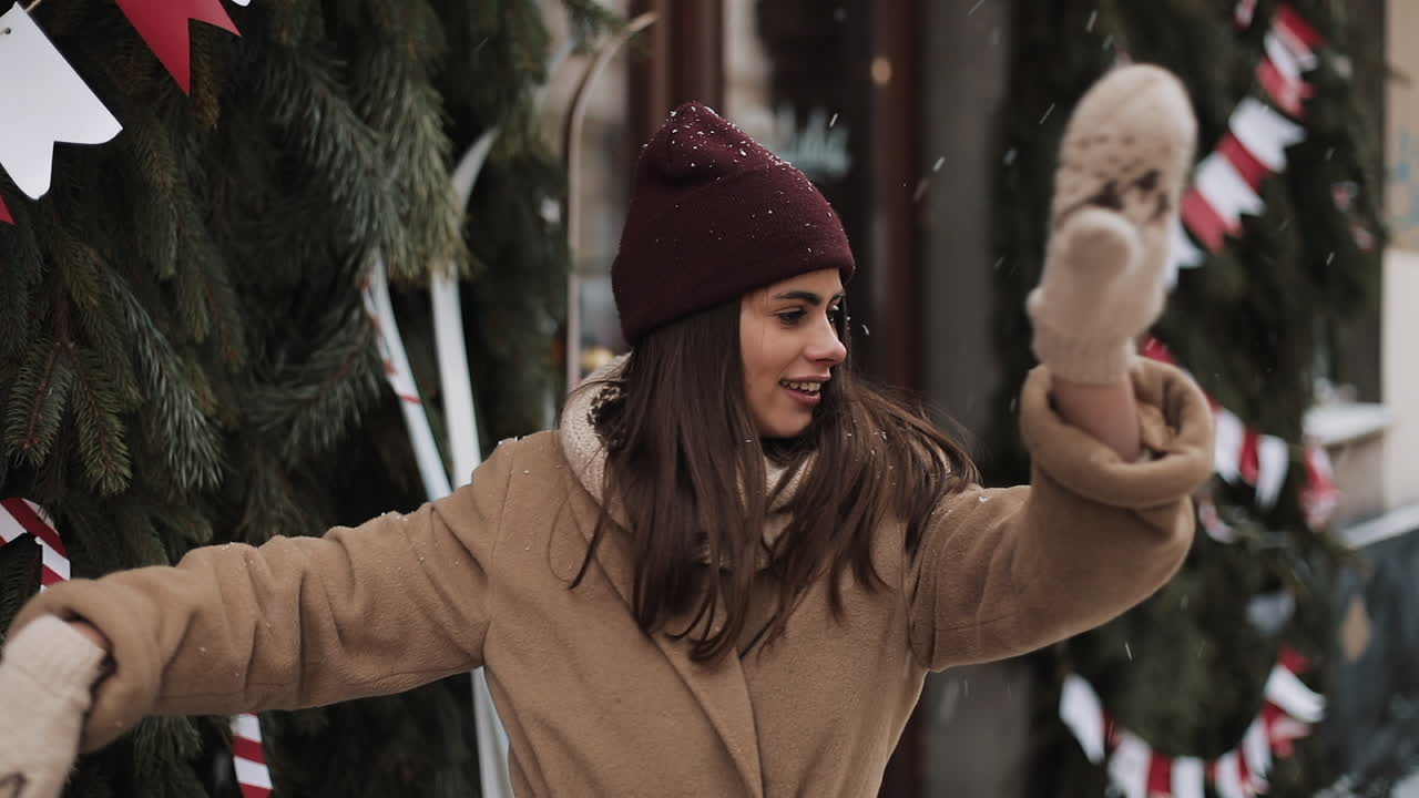 Woman enjoying winter and Christmas