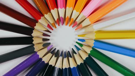 the felt pen on the turntable. the marker spin rotate. twist, create pattern, make design shape circle. top view, flat lay