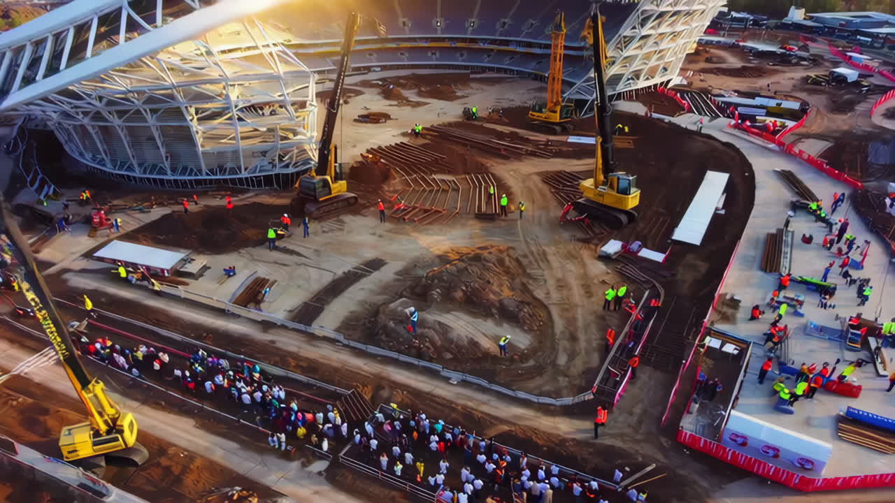 Stadium Construction Site Aerial View