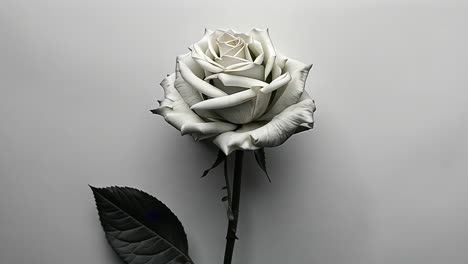 elegant white rose on grey background