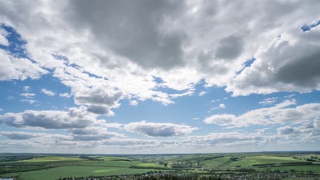 blue sky white clouds background timelapse. beautiful weather at cloudy heaven. beauty of bright color, light in summer nature. abstract fluffy, puffy cloudscape in air time lapse. video loop