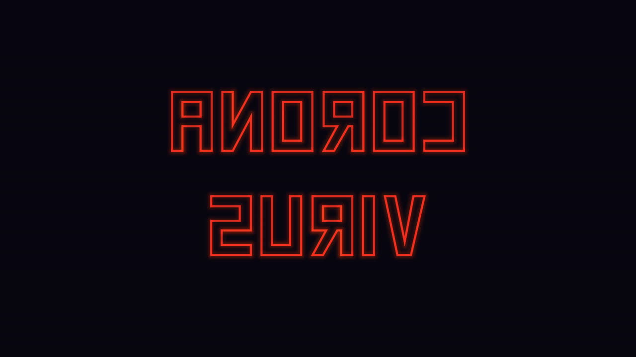 una animación de texto de marco de alambre con las palabras coronavirus y covid-19, girando en 3d