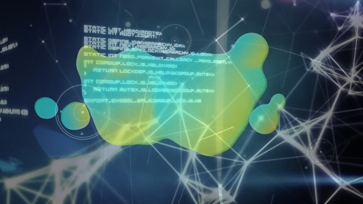 Animation of network of connections over blob and data processing