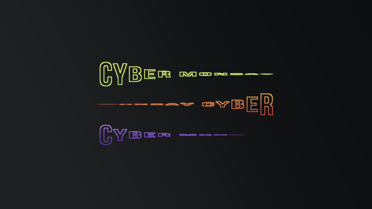 repita el texto moderno de cyber monday en el gradiente negro