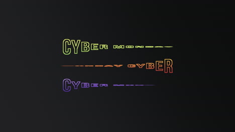 repita el texto moderno de cyber monday en el gradiente negro
