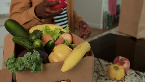 man unpacking groceries