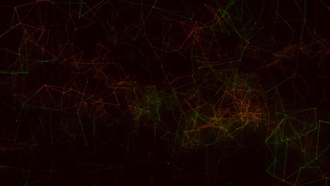 Animation-of-softly-glowing-network-of-connections,-floating-on-black-background