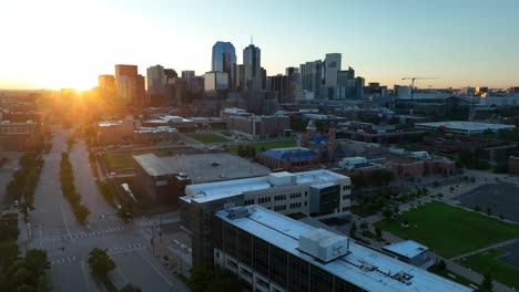 sunrise over denver, colorado skyline