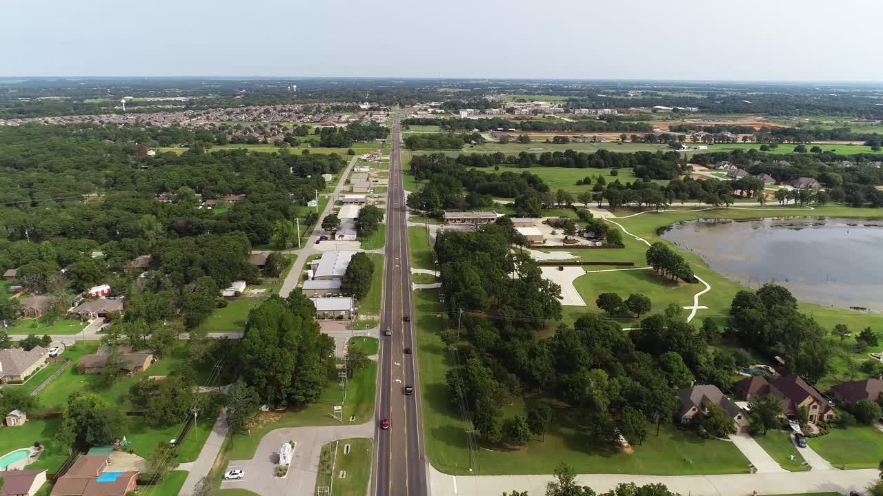 Ripresa aerea sulla città di Krugerville in Texas