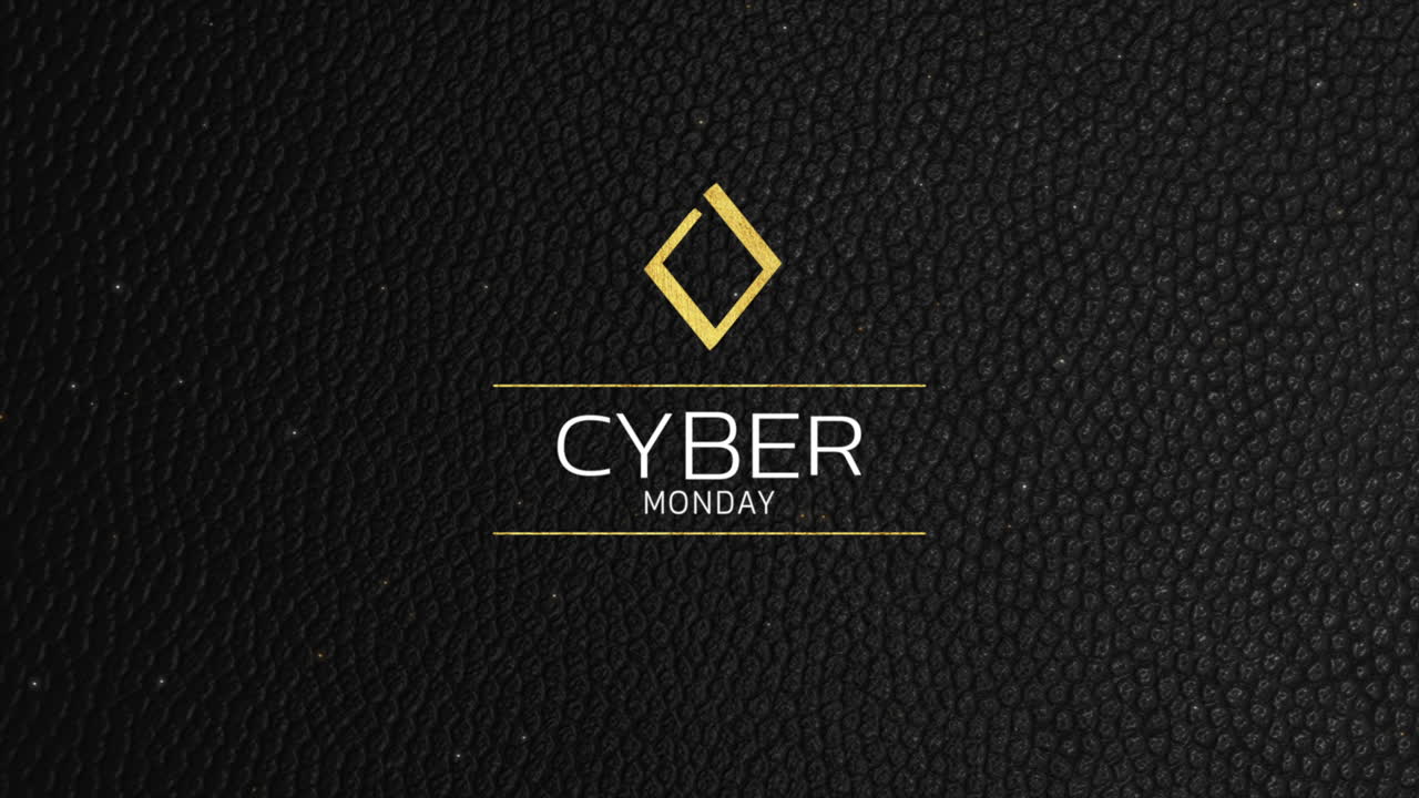 texto moderno de cyber monday en marco dorado en gradiente negro