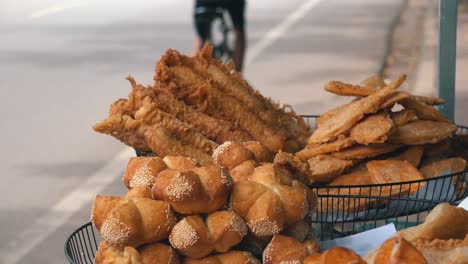 Close-Shot-of-Fried-Street-for-Sale-by-the-Side-of-the-Road