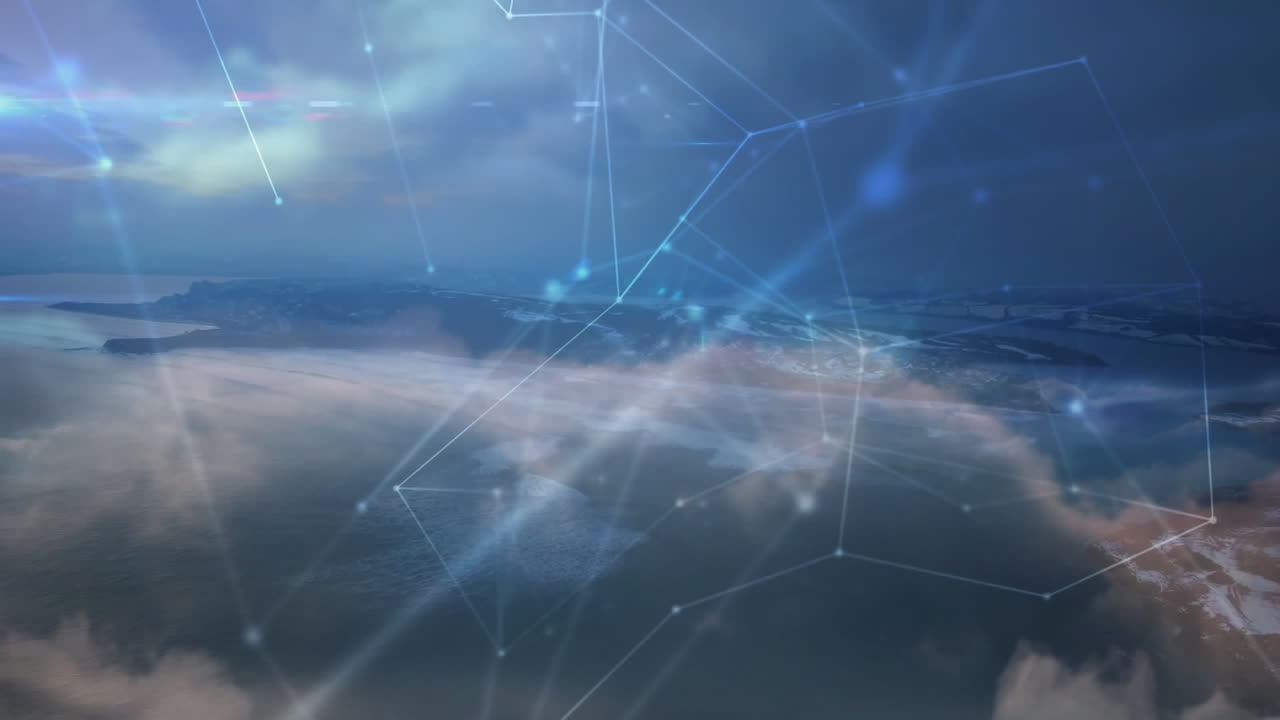 Animation of networks of connections over landscape