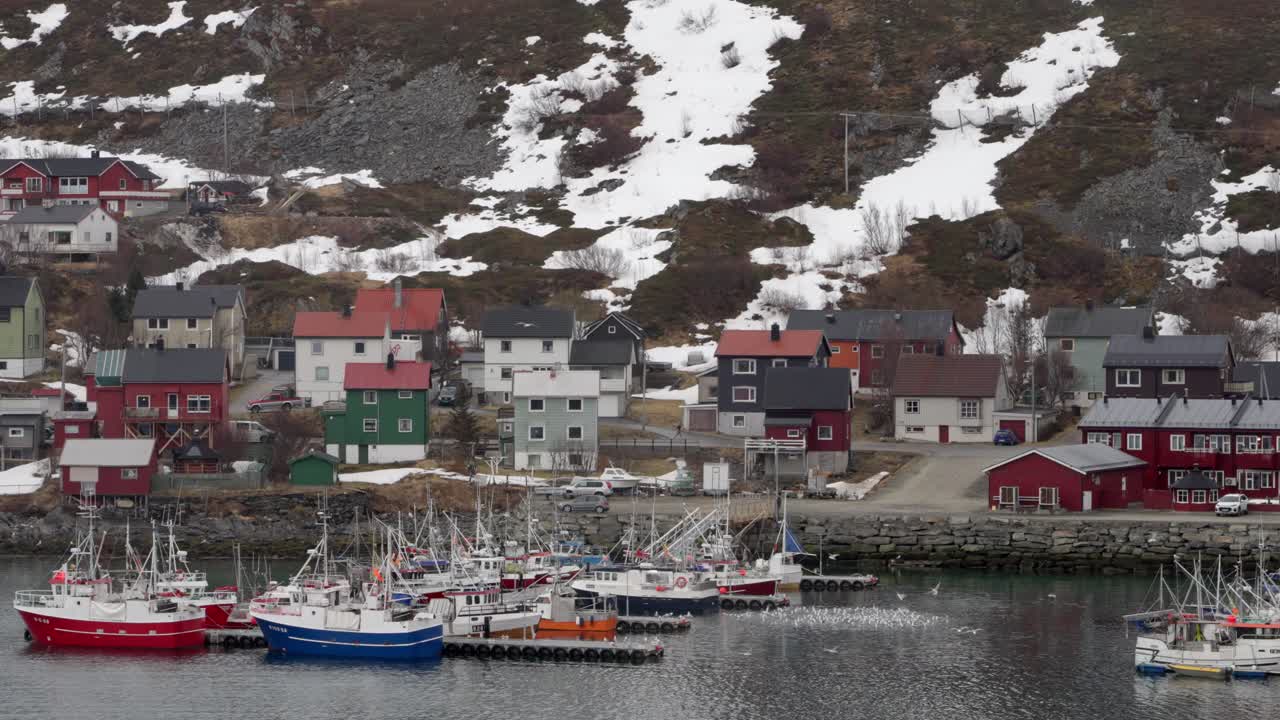 Picturesque Norwegian fishing villages with harbors and boats