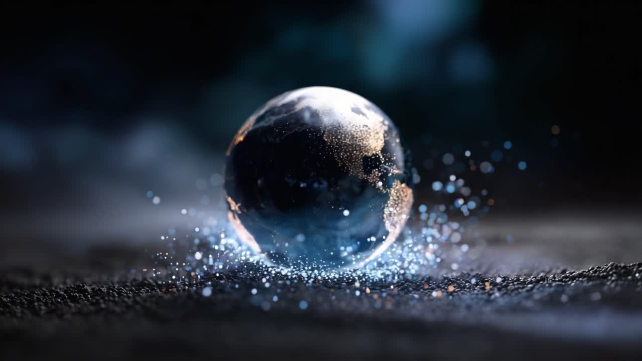 A Stunning Visualization of a Sparkling Earth Surrounded by Cosmic Particles and a Mysterious Atmosphere, Capturing the Beauty of Our Planet in Motion