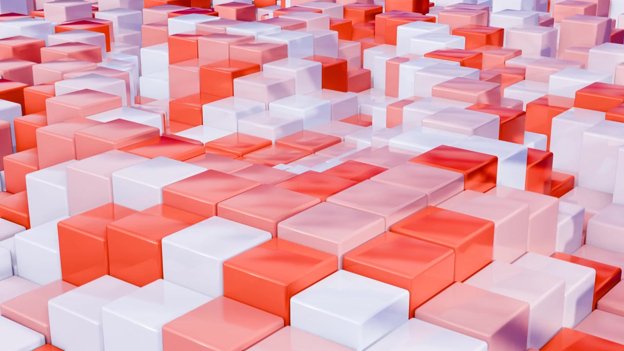Glossy Abstract 3D Cube Pattern in Orange and White