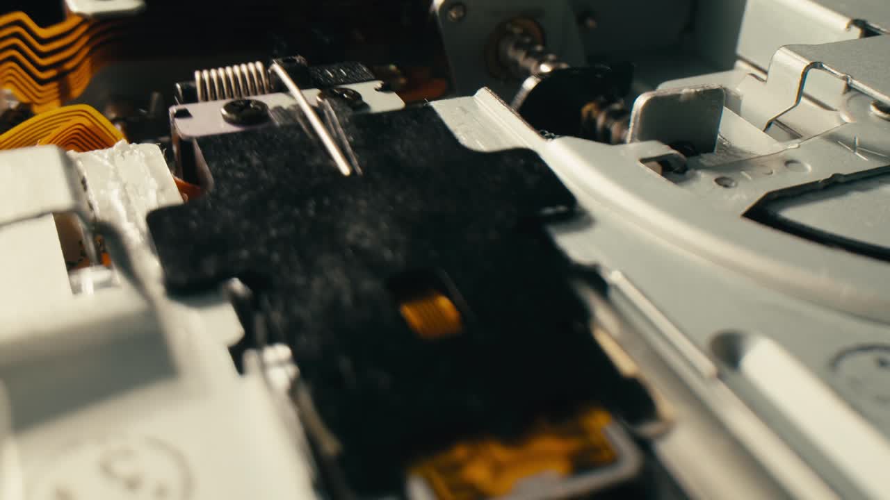 Floppy disc FDD close up, Using diskette for old PC computer macro. Archive programme or Music recorder, playing retro computer games. Vintage device for office, obsolete technology. . High quality 4k footage