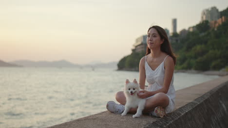 woman and her dog outdoors