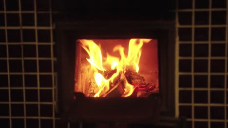 horno de leña, tiro cercano de las llamas 4k
