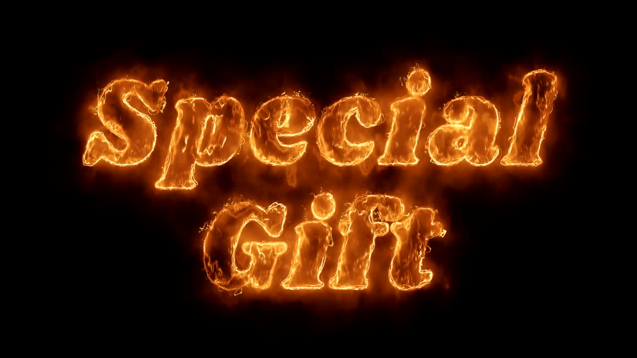 특별한 선물 단어 뜨거운 애니메이션 불타는 현실적인 불 불꽃 루프