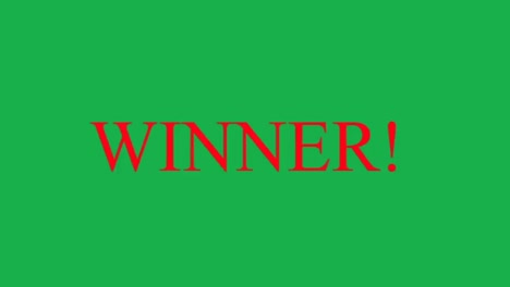 the word winner flashes on green screen background screen. champion. flashing red letters on digital display device monitor.