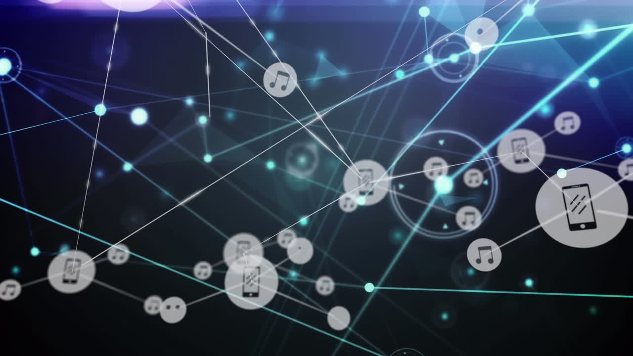 검은 바탕 위의 연결 네트워크의 애니메이션