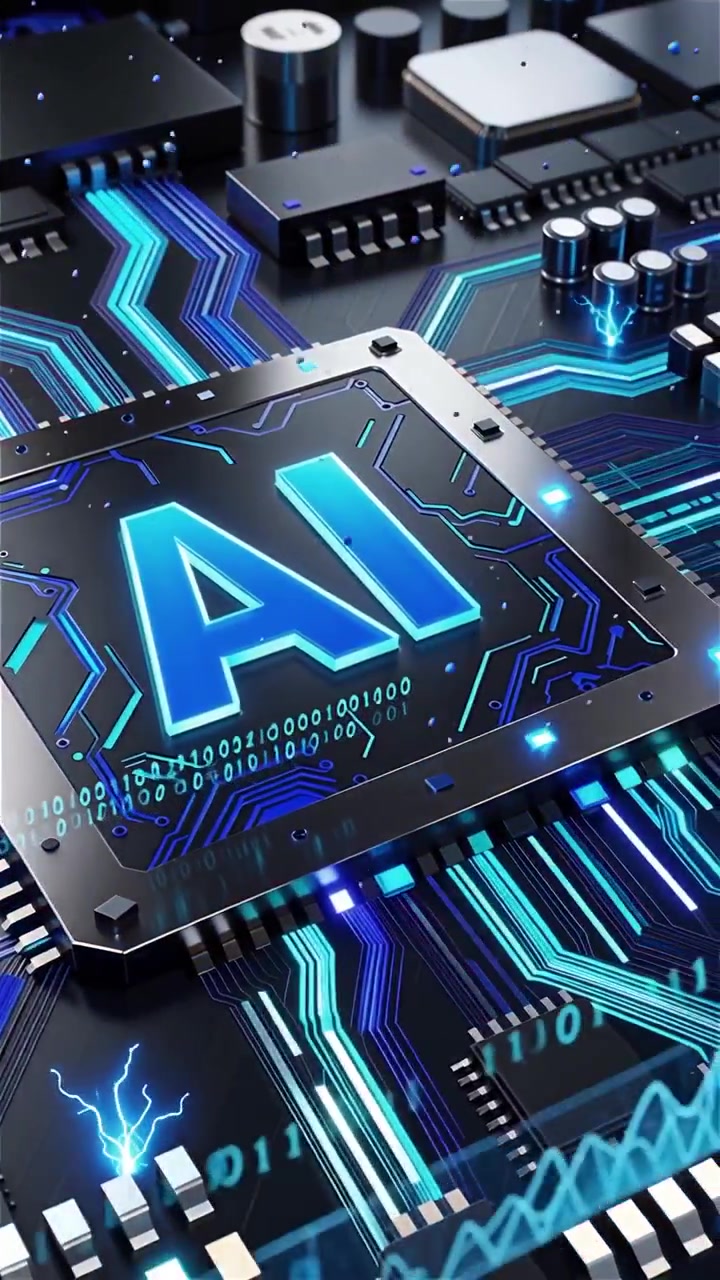 Futuristic AI Chip Motherboard Technology Background