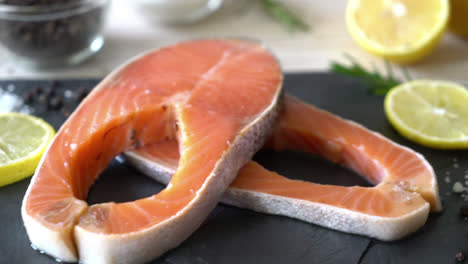 fresh raw salmon fillet steak