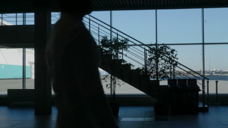 empty airport corridor with stairs