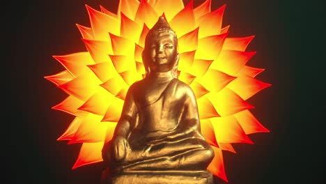 animación en bucle de la estatua de buda con una flor sin fin