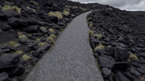 volcanic path through lava rocks