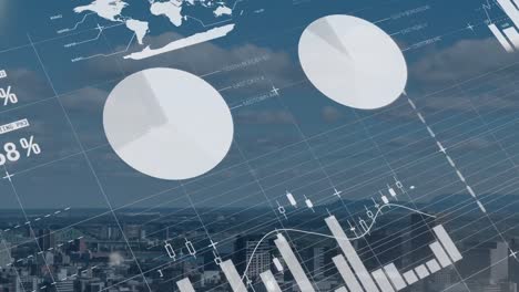 animation der datenverarbeitung mit stadt im hintergrund