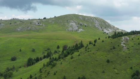 Jadovnik-mountain-peak,-Serbia-nature-landscape,-aerial-view-over-mountainside