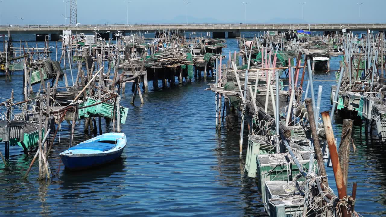 las trampas de pesca en chioggia, laguna veneta, italia