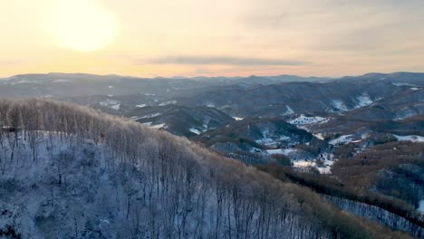 aerial-orbit-rime-ice-on-treetops-near-boone-and-blowing-rock-nc,-north-carolina