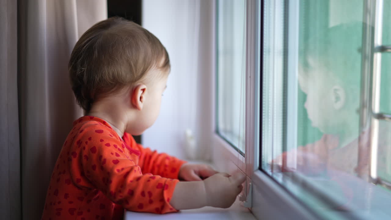 Baby looking out the window