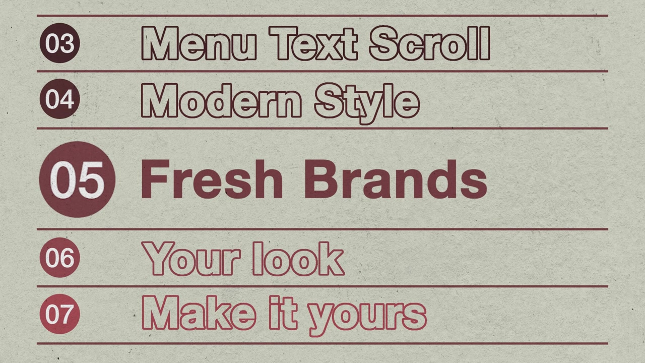 Animated Vertical Menu List Scrolling on Textured Background