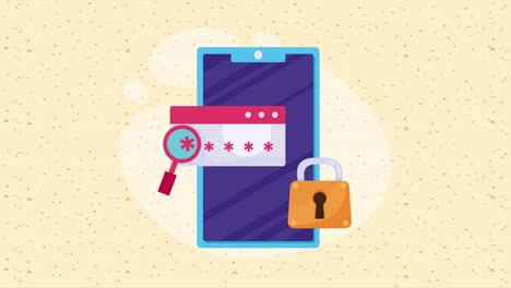 smartphone with cyber security animation