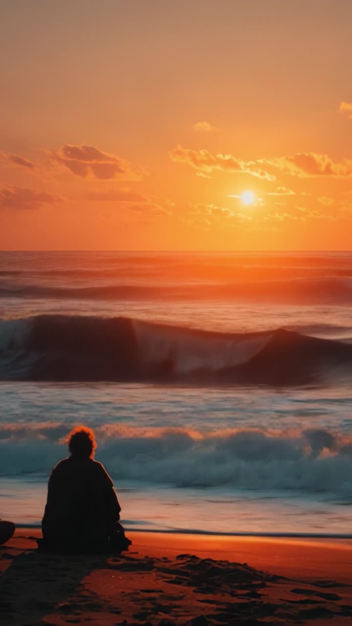 A serene moment by the ocean as the sun sets, casting a warm glow over the waves and inviting introspection, nature's beauty captured in tranquil harmony