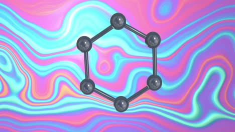 animación de modelos micro de moléculas sobre un fondo pastel
