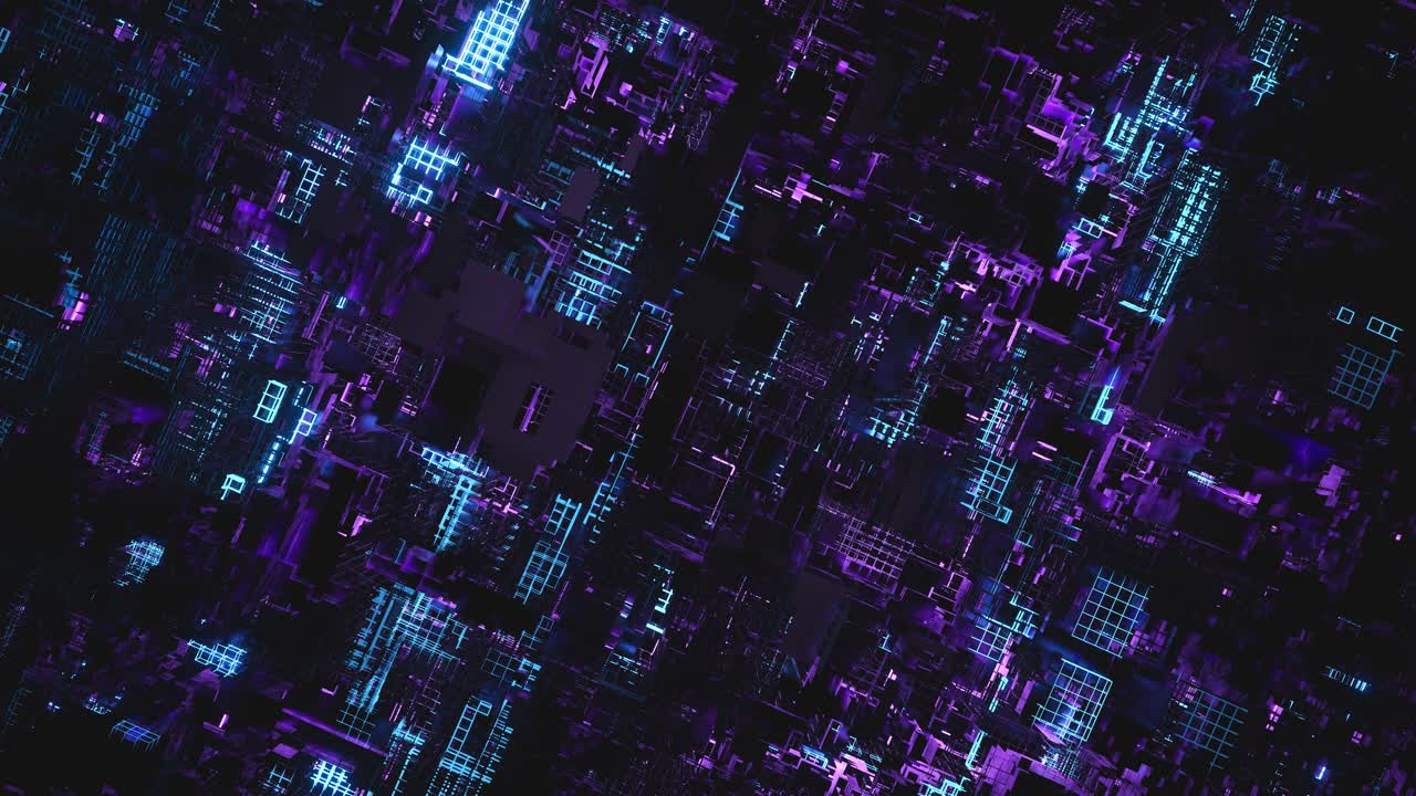 Abstract Futuristic Cyber Grid Background with Neon Lights