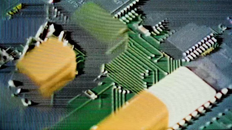 Circuit Board Static Noise Glitch Pan Shot. Animation