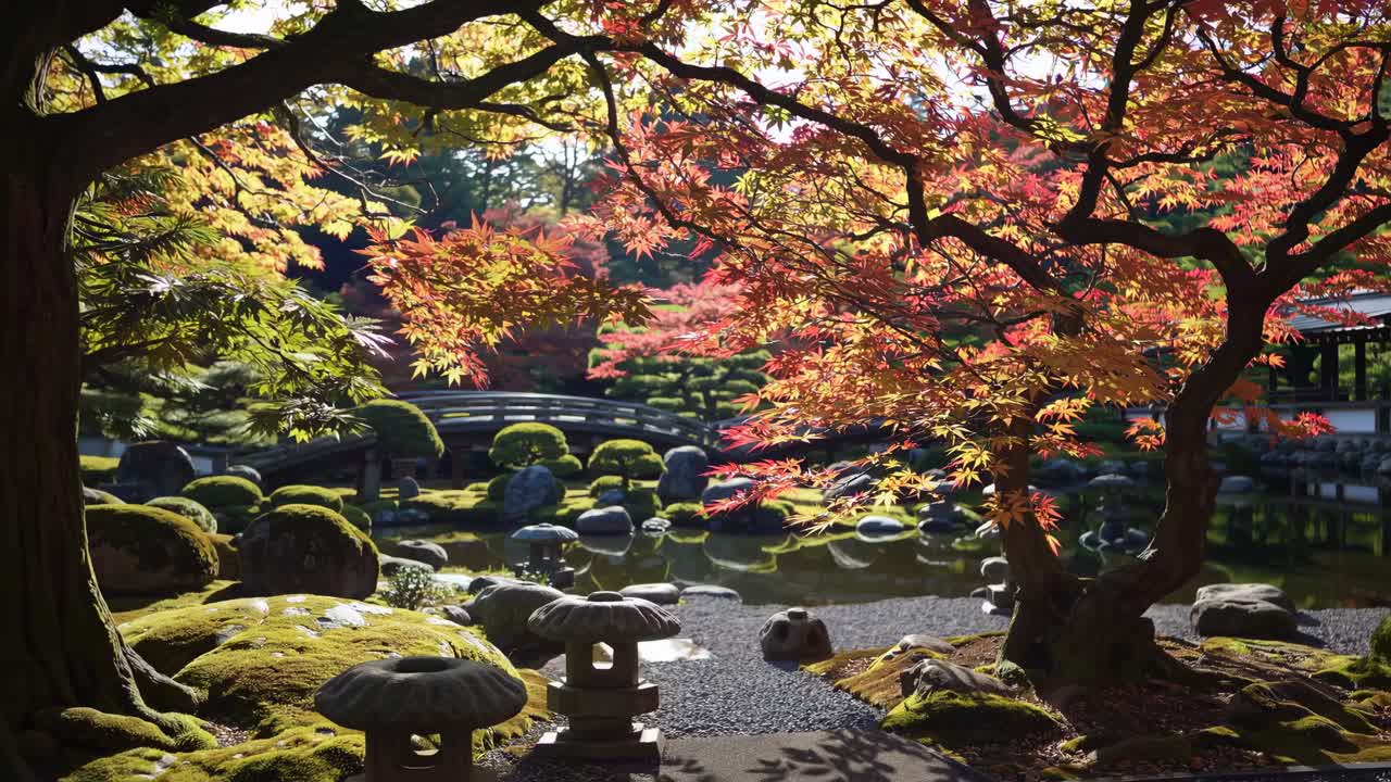 Autumn in a Tranquil Japanese Garden