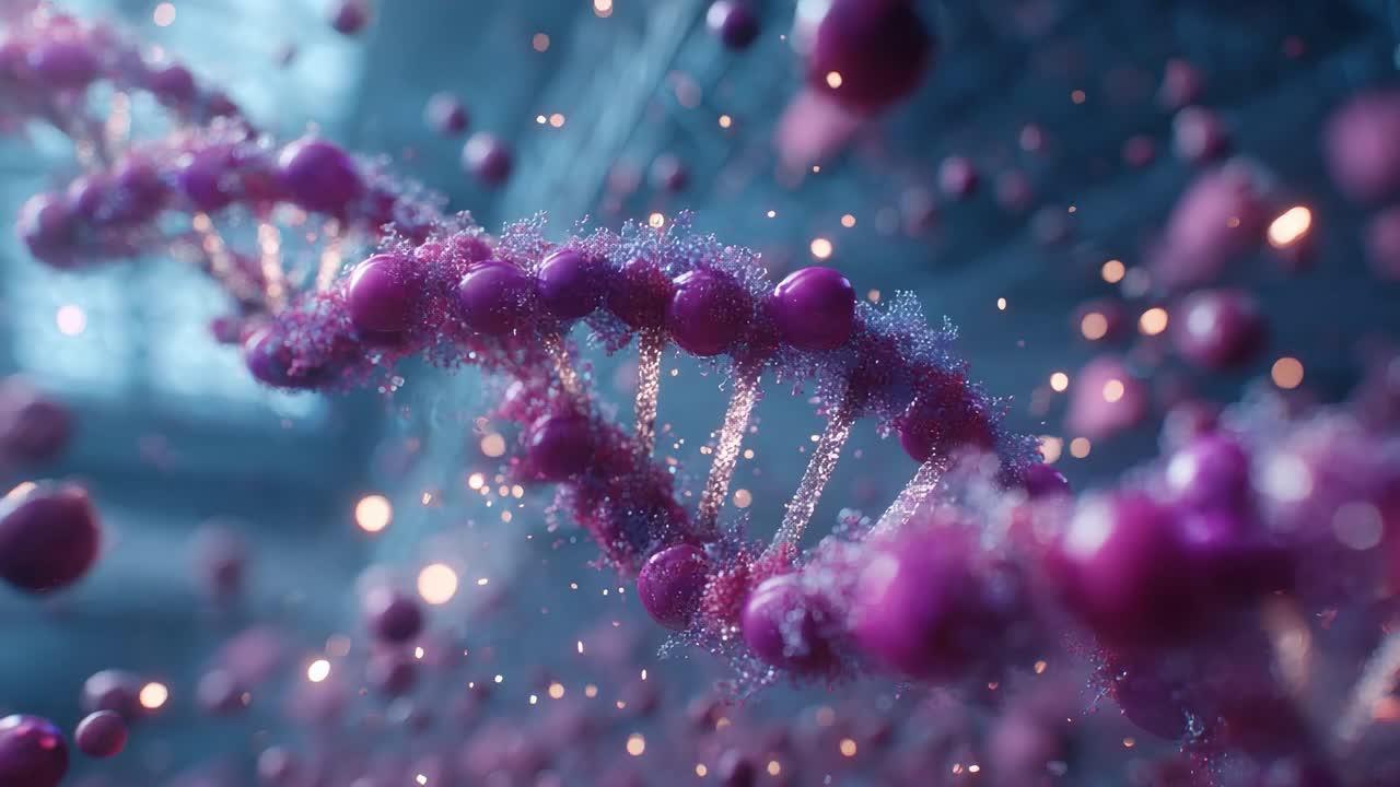 A Stunning Visual Representation of DNA Molecules Showcasing a Vibrant and Intricate Structure with Glowing Particles, Capturing the Essence of Genetic Information