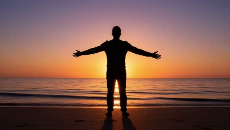 a serene moment of reflection: embracing the tranquility of the sunset by the beach, capturing a sense of freedom and connection with nature