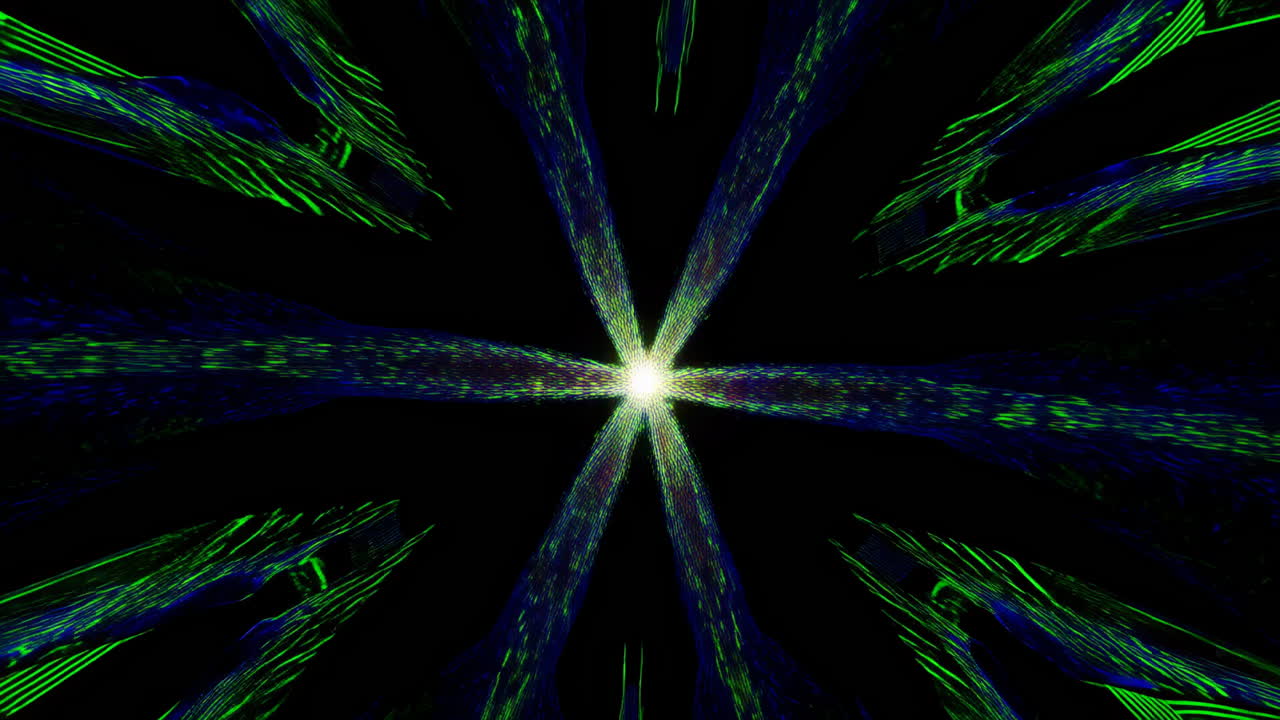 Vibrant Abstract Starburst Light Pattern on Black Background