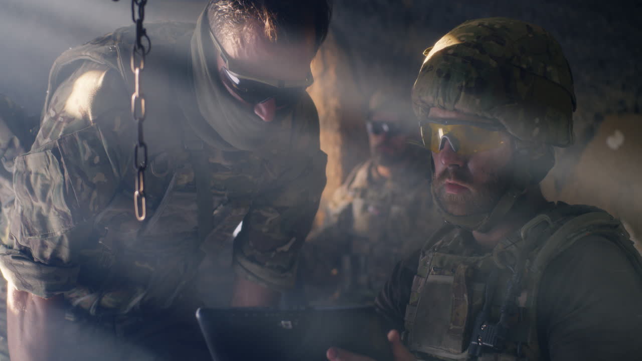 Soldiers Reviewing Information