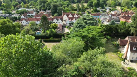 reveal over trees much hadham typical historic english village hertfordshire aerial view