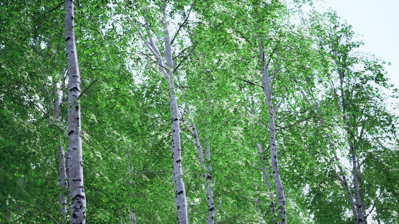 white birch trees in the forest in summer